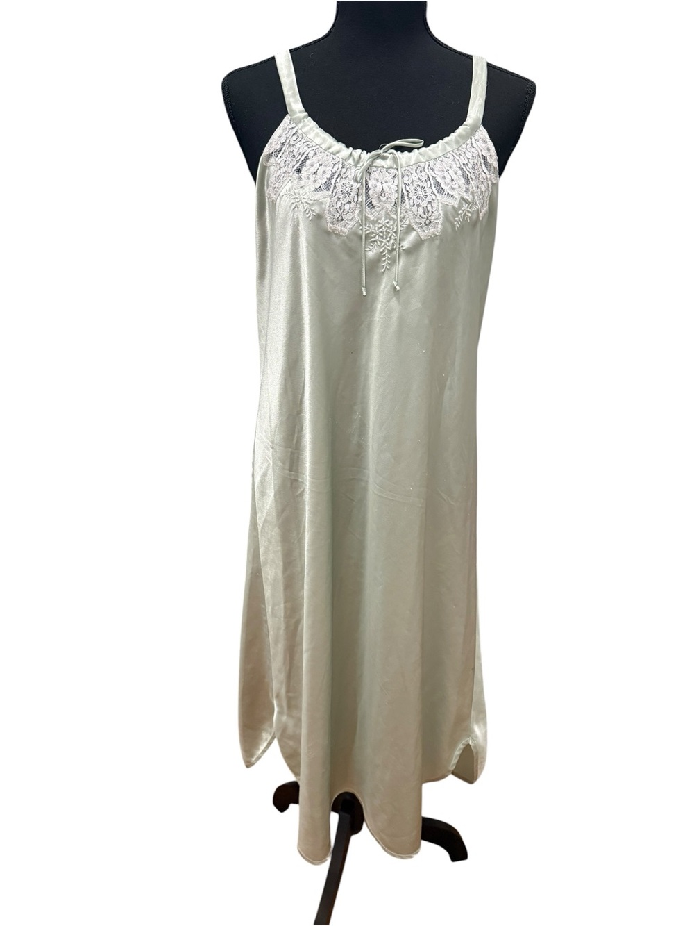Vintage Oscar de la Renta Satin Slip Dress Large Mint Green